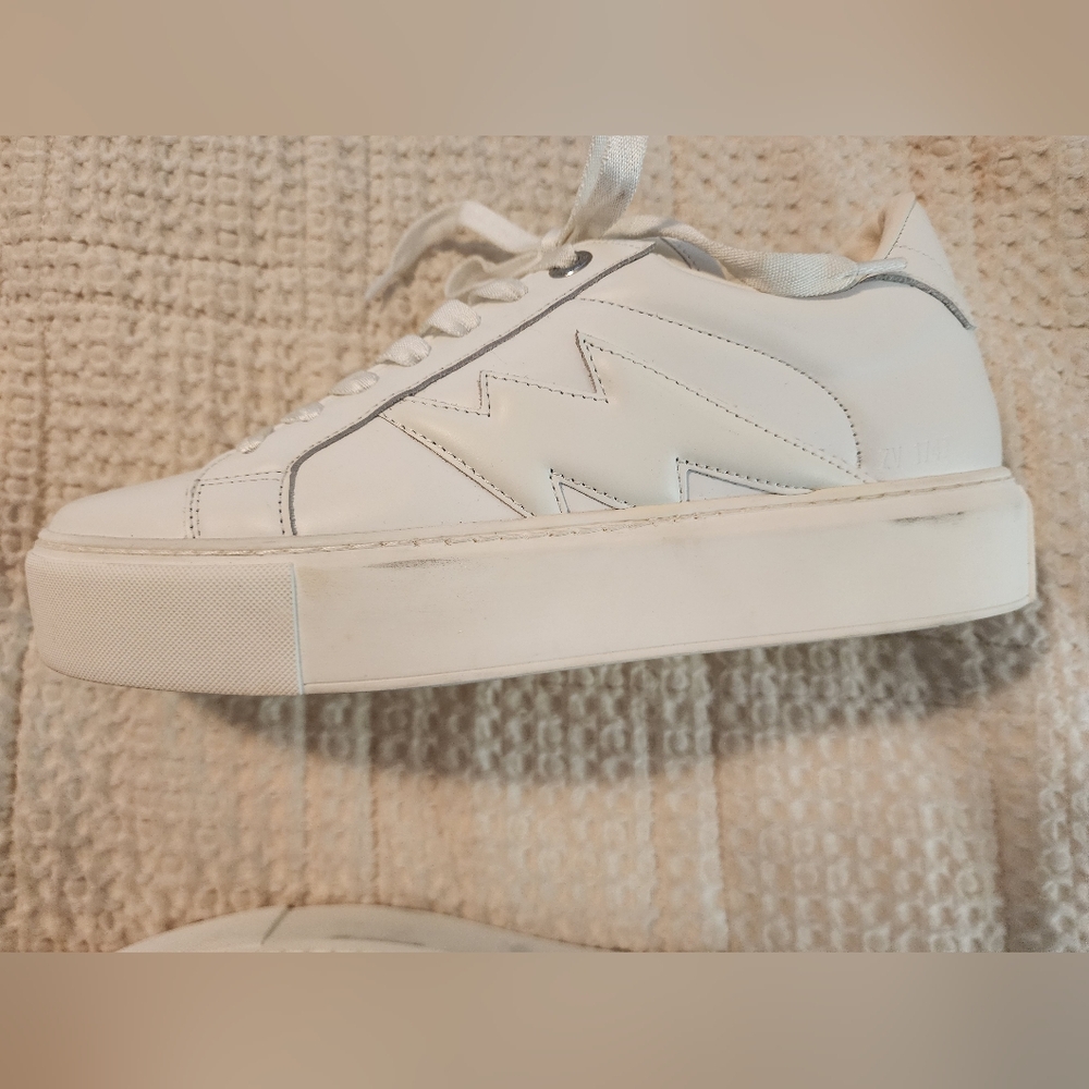 Zadig & Voltaire Women's White Leather Low-Top Sneakers New In Box Sz 40/9 $398 - Picture 8 of 11